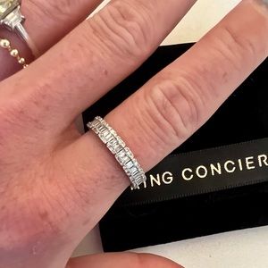 Petit Emerald Illusion Band, Ring Concierge 
14K WG. Size 8, 3/4 diamonds.